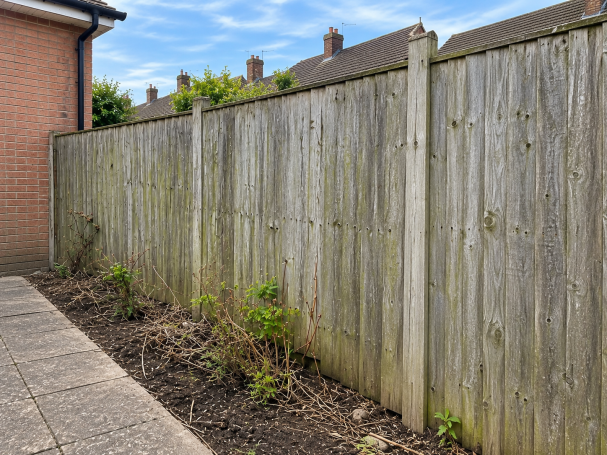 Existing garden fence before trellis installation
